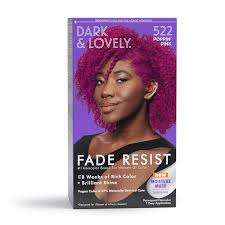 Dark & Lovely Fade Resist permanent hair color kit in the shade 522 Poppin' Pink.